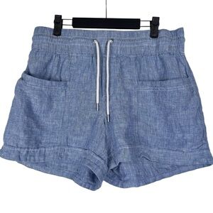 Athleta Cabo Linen‎ Textured 4” Shorts Size 10 Blue